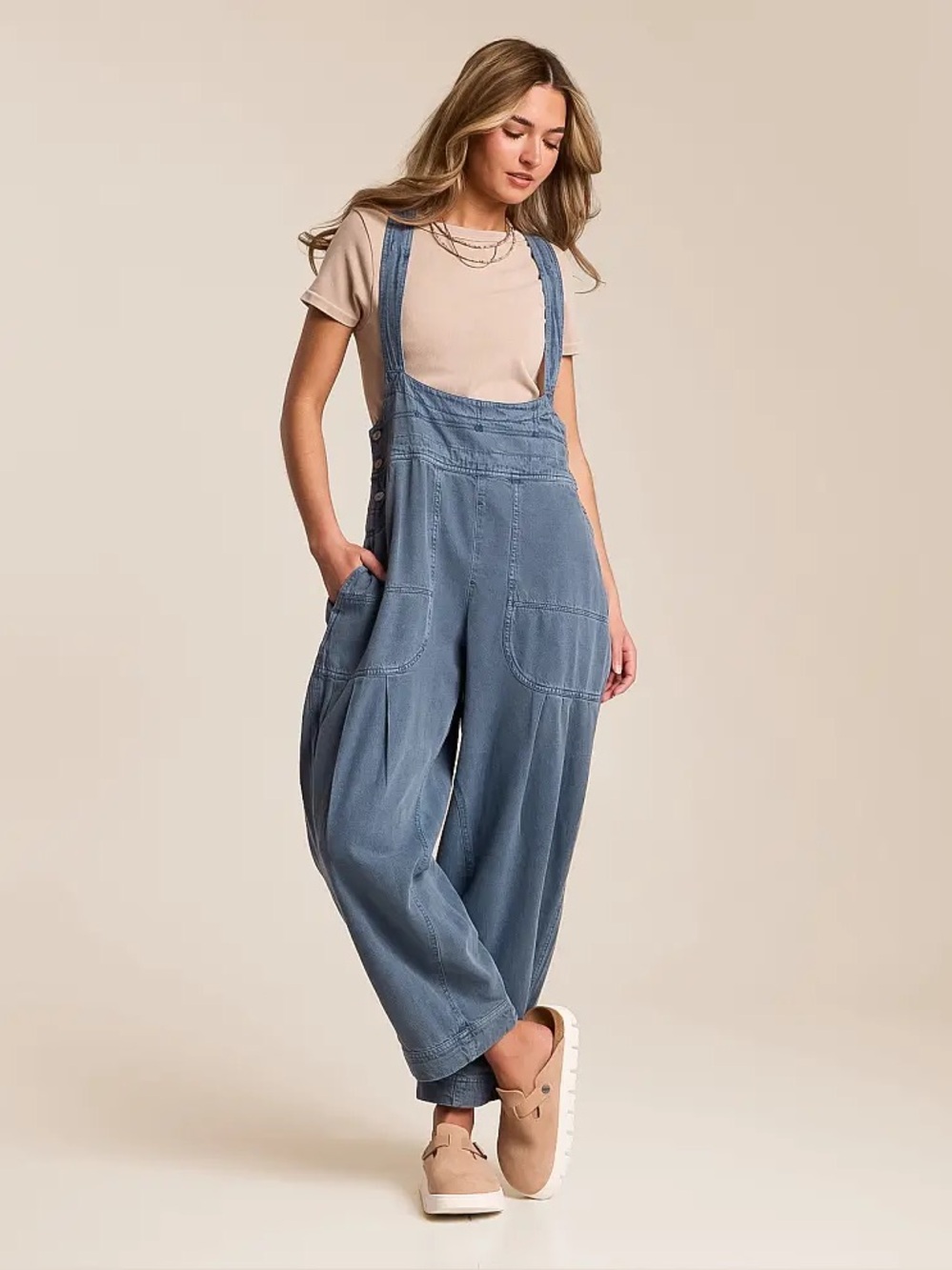 Free People Felix Taper Overalls Flint Stone